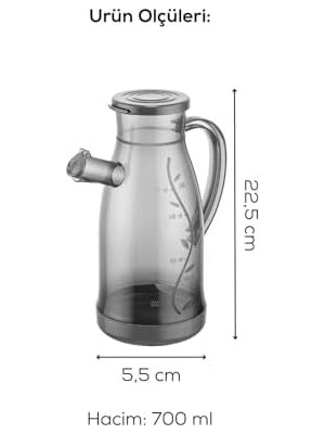 Yağlık Sirkelik Şeffaf Sosluk 700ML, Bpa Içermez, Bulaşık Makinesine Uygun, Gıdayla Temas Uygun Yağdanlık, Kapaklı Ağız, 22.5cm Yükseklik (1, Şeffaf)