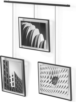 Umbra Exhibit Fotoğraf Kolaj Resim Çerçevesi - Yatay ve Çapraz Montaj Için Esnek Resim Çerçevesi Seti, 3 Fotoğraf, Sanatsal Baskı, Resim, Siyah, 3 Çerçeve - 20 x 25 cm