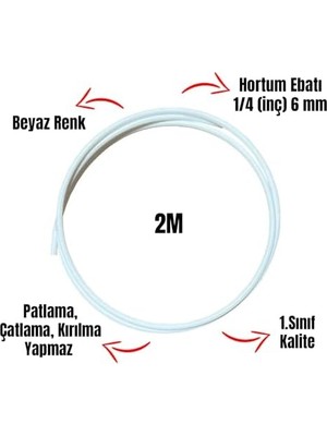 Su Arıtma Cihazı Hortumu 6 mm (1/4" Inç) 2 Metre (Tüm Markalara Uyumludur)