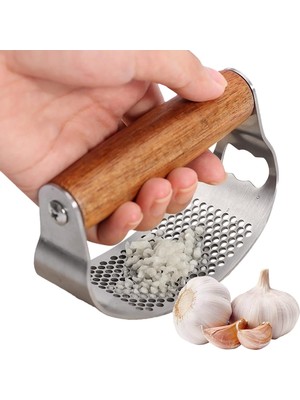 Paslanmaz Çelik Sallanan Sarımsak Ezeceği - Ergonomik Saplı Pratik Sarımsak Ezici, Modern Mutfak Gereçleri El Tipi Ezme Aleti ve Püre Yapıcı