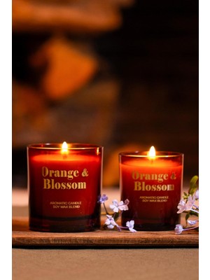 Astraltech Rakle Orange Blossom Kokulu Mum Seti 2’li | Dekoratif Cam Bardak Mum | Portakal Çiçeği Kokulu Aroma