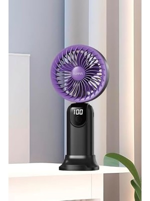 Auhma AUFN19 5 Kademeli Güçlü El Fanı Mini Fan – Şarjlı Taşınabilir Mini Vantilatör, Dijital Ekranlı, Sessiz Çalışma, Uzun Pil Ömrü, Masaüstü & El Tipi Kullanım (Beyaz)