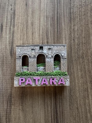Patara Dekoratif Antik Taş Görünümlü Mıknatıs, El Yapımı, Yeşil Detaylı, Mor Yazılı, Duvar Süsü