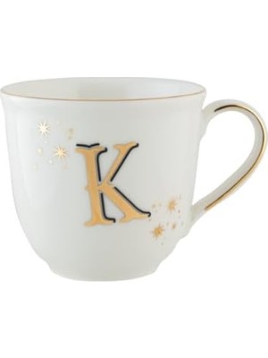 Chique Harfli K Porselen Kupa Altın Detaylı Renkli 300ML
