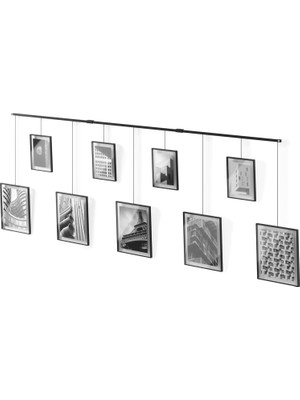 Umbra Exhibit Fotoğraf Kolajı, Esnek Resim Çerçevesi Seti, Yatay ve Çapraz Montaj Için, 9 Çerçeve, Siyah