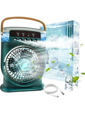 Buğulanma Fanı 3 Hızlı Rüzgarlı Taşınabilir Ac Sessiz Sis Fanı USB Şarj Edilebilir Küçük Taşınabilir Klima 600ML Hava Soğutucu Fanı, 7 Gece Lambalı 1/2/3 H Zamanlayıcı Stili 2, Hava Soğutucu Fanı