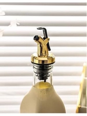 Albergio Gold Damlatmaz Yağlık Yağdanlık Tıpası Kapaklı Şişe Ucu Servis Aparatı 3 Lü Altın