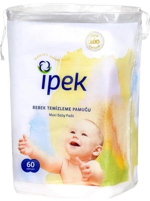 Ipek Bebek Temizleme Pamuğu, Beyaz, 60 Adet
