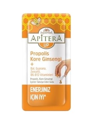 Apitera Up Doğal Bal, B Vitaminleri, Kırmızı Ginseng, Guarana ve Propolis Içeren Takviye Edici 7’li Saşe
