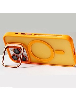 iPhone 14 Pro Max ile Uyumlu Kamera Lens Aparatlı Stand Olabilen Magsafe ile Uyumlu Kamera Korumalı Şeffaf Full Color Magnetic Wireless Telefon Kılıfı (Derin Mor, iPhone 14 Pro Max)