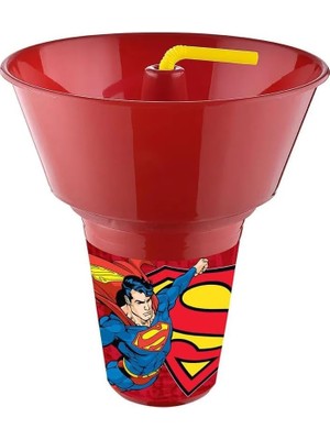 Supermn Lisanslı Cips ve Mısır Kovalı Pipetli Bardak