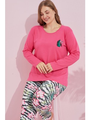 Siyah İnci Pamuklu Curve Büyük Beden Battal Boy Örme Pijama TAKIM24240747