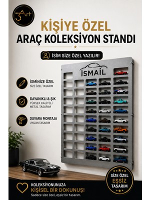 3Art Metal Kişiye Özel  Araba Koleksiyon Panosu - Oyuncak Araba Sergileme Standı