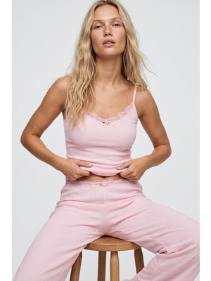 Siyah İnci Bürümcük-Krınkıl Ip Askılı Pijama Takım 8059