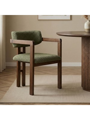 Rani Home Sandalye Yeşil - Koyu Ceviz 54 cm GB-5761