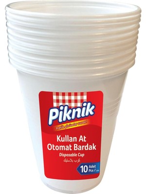 Piknik Kullan At Plastik Bardak Otomat 10'lu Beyaz 1481