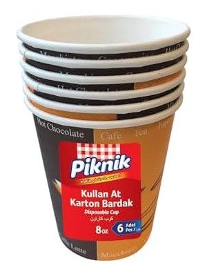 Piknik Kullan At Karton Bardak 8 Oz 6'lı 1484