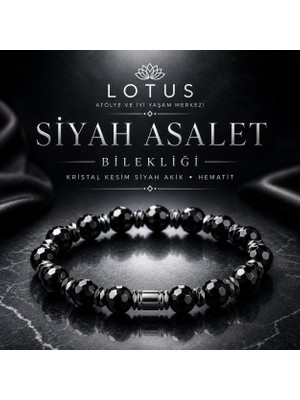 Lotus Atölye ve İyi Yaşam Merkezi 👑 Siyah Asalet Bilekliği – Kristal Kesim Siyah Akik, Hematit & Disk Hematit | Lotus Atölye ve Iyi Yaşam Merkezi