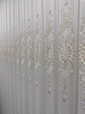 Nivemeshome Hürrem Gold Detaylı 1/3 Sık Pileli Tül Perde Apm