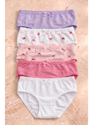 Kız Çocuk 5'li Flamingo Desenli Slip Külot