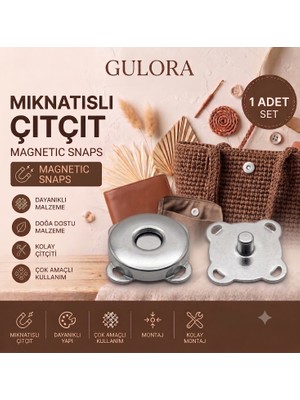 Gulora Mıknatıslı Çıtçıt Gümüş Dikilebilir 1 Adet