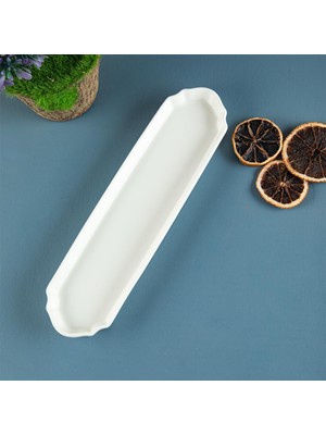 Meks Aryıldız Lunar Kare Zeytin Servis Tabağı Beyaz Seramik 25 cm