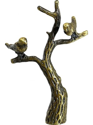 Meks Designs F-5029AB Ağaçtaki Küçük Kuşlar Lamba Tepesi, 19,4 Cm, Antik Pirinç