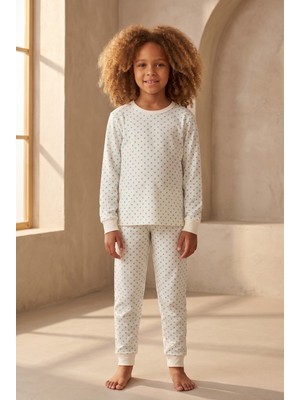Katia & Bony Puantiye Desen Çocuk Pijama Takımı Ekru