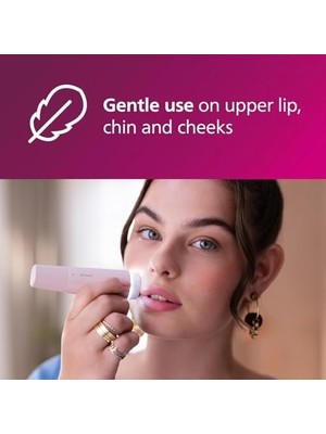 Yüz Epilasyon Cihazı, Hipoalerjenik Başlık, Tam Dairesel LED Işık, Dahili Ayna, Kendiliğinden Bilenebilir Bıçaklar, Kompakt ve Taşınabilir Tasarım, BRR454/00