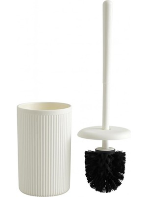 Meks Beyaz-Siyah-Bej Çizgili Lüks Tuvalet Fırçası Seti – 30 cm Uzunluk | Modern, Şık Dayanıklı Banyo