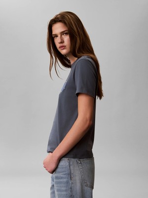 Calvin Klein Kadın / Kız Gri Calvin Klein Ss Classıc Left Ches, Ceg Gri Kadın T-Shirt