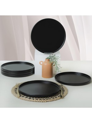 Meks Keramika Mat Siyah Stackable Servis Tabağı 27 cm 6 Adet 956