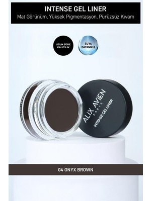 Alix Avien Yüksek Pigmentli Suya Dayanıklı Uzun Süre Kalıcı Mat Jel Eyeliner - Intense Gel Liner 04 Onyx Brown