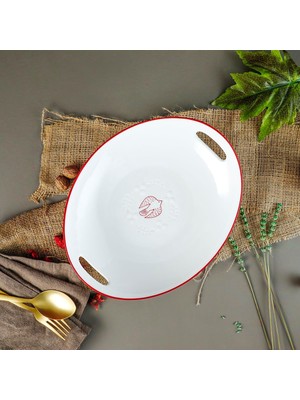 Meks Aryıldız Red Bird Derin Sunum Tabağı Kırmızı Desenli Renkli 28 cm