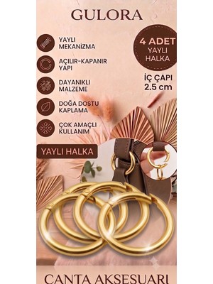 Gulora Yaylı Metal Halka Gold (4 Adet -2,5 Cm)