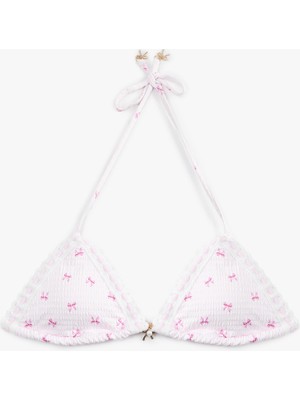 Koton Koton x Sibil Çetinkaya - Fiyonk Charm Detaylı Kroşeli Üçgen Bikini Üstü