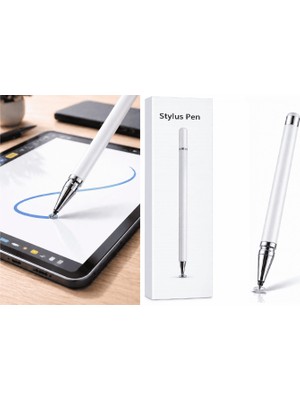 Hereveoyuncak Xiaomi Redmi Note 9 Uyumlu Dokunmatik Stylus Kalem Disk Uçlu Hassas Beyaz Tablet Telefon Çizim Kalemii