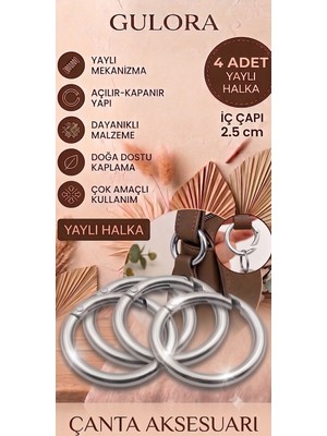 Gulora Yaylı Metal Halka Gümüş (4 Adet-2,5cm)