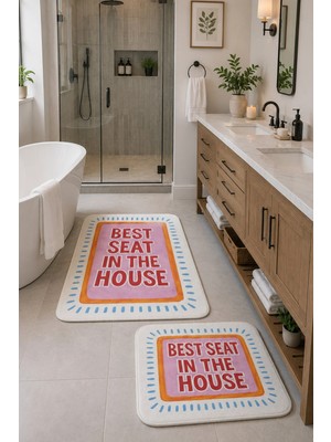 Zeta Halı Digital Baskı Yıkanabilir Kaymaz Taban 2li Banyo Paspas Takımı 40X60 60X100
