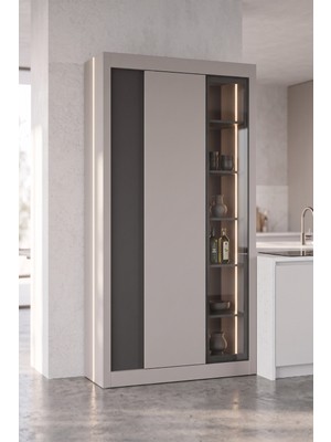 Avm 24 Nero Vitrinli Kiler Dolabı 115 cm Montaj Dahil