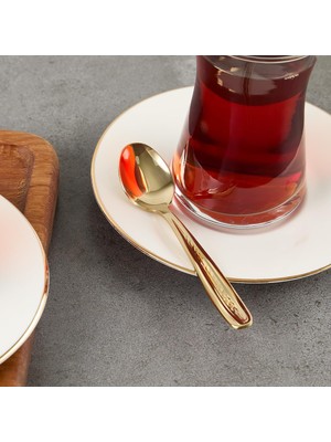 Meks Aryıldız Sarmaşık Vakumlu 6 Adet Gold Çay Kaşığı