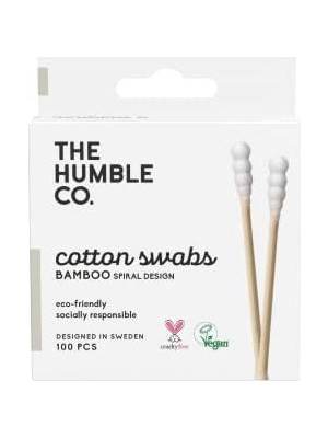 Humble Brush Bamboo Cotton Swabs Spiral White- Spiral Kulak Çubuğu Beyaz, Çevre Dostu Pamuklu Kulak Çubukları, Plastik Içermeyen Ambalaj, Doğal Renkli Pamuktan Kulak Çubukları