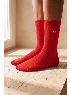 Katia & Bony Unisex K&b Nakışlı Soket Çorap Kırmızı