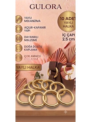 Gulora Yaylı Metal Halka Gold (10 Adet-2,5cm)