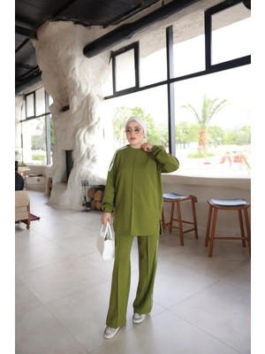 MİMİ LUXURY WEAR Kadın Çizgili Uzun Kollu Rahat Kesim Ikili Takım  546