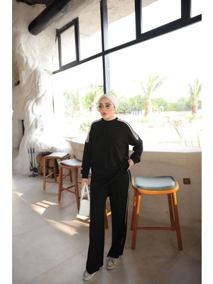 MİMİ LUXURY WEAR Kadın Çizgili Uzun Kollu Rahat Kesim Ikili Takım  546