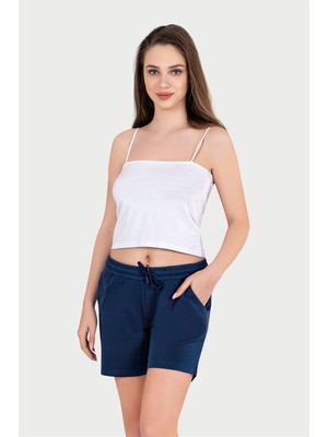 Obje Kadın Lacivert Iki Iplik Mini Şort
