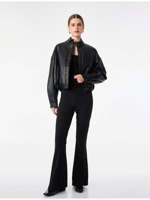 Koton Krep Scuba Kumaş Slim Fit Ispanyol Paça Tayt Pantolon
