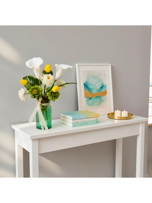 Sedosh Home Vision Sedosh Home Yapay Beyaz Gala ve Sarı Lale Cam Vazolu Aranjman 40 cm