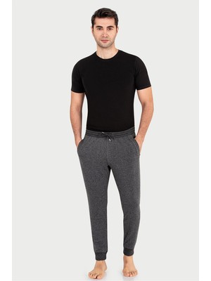 Obje Erkek Antrasit-Melanj Iki Iplik Slim Fit Uzun Alt